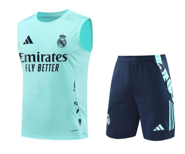 Real Madrid 2024-25 Aqua Blue Vest Training Kit