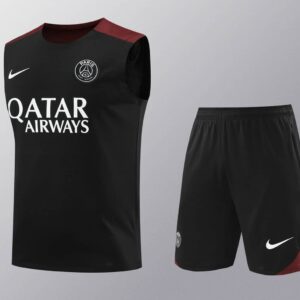 PSG 2024-25 Black Burgundy Vest Training Kit