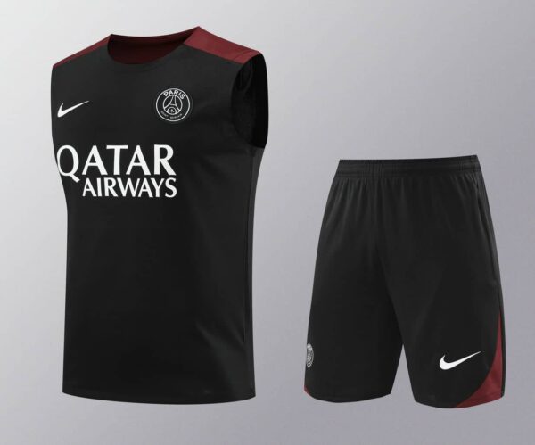 PSG 2024-25 Black Burgundy Vest Training Kit
