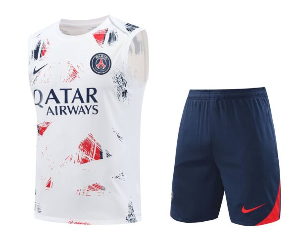 PSG 2024-25 White Red Navy (Pattern Edition) Vest Training Kit