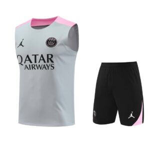 PSG Jordan 2024-25 Light Grey Pink Vest Training Kit