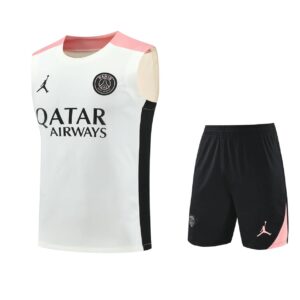 PSG Jordan 2025-26 White Black Pink Vest Training Kit