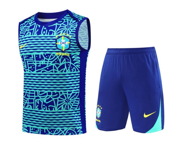 Brazil 2024-25 Blue with Waves and Patterns Vest Training Kit