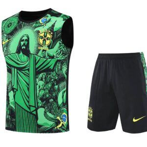 Brazil 2025-26 Green Jesus Graphic Vest Training Kit