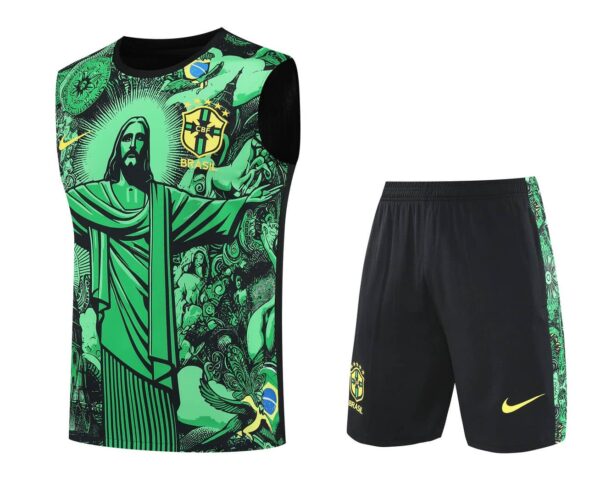 Brazil 2025-26 Green Jesus Graphic Vest Training Kit