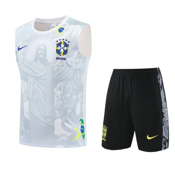 Brazil 2025-26 White Jesus Graphic Vest Training Kit