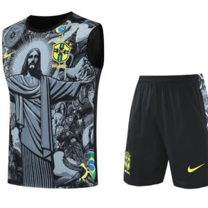Brazil 2025-26 Grey Jesus Graphic Vest Training Kit