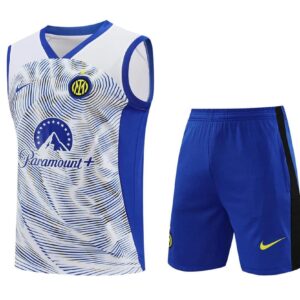Inter Milan 2024-25 White and Blue Wave Pattern Vest Training Kit
