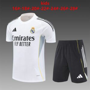 Real Madrid 2025-26 White Short Sleeve Kids Training Kit