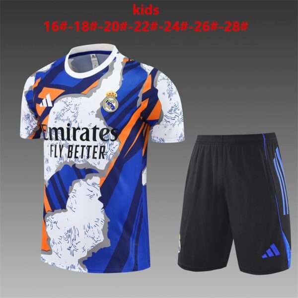 Real Madrid 2025-26 Yellow Blue (Camo Edition) Short Sleeve Kids Training Kit