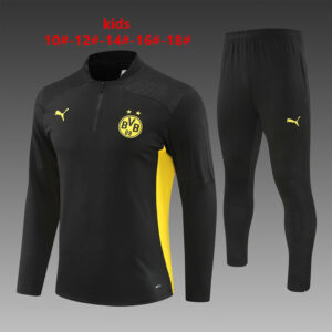 Dortmund 2024-25 Black Half Zip Long Sleeve Kids Training Kit