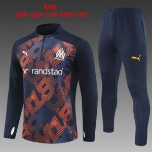 Marseille 2024-25 Royal Blue (Camo Edition) Half Zip Long Sleeve Kids Training Kit