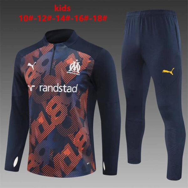 Marseille 2024-25 Royal Blue (Camo Edition) Half Zip Long Sleeve Kids Training Kit