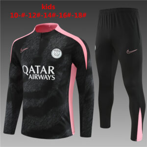 PSG 2024-25 Black (Camo Edition) Half Zip Long Sleeve Kids Training Kit