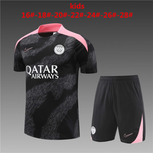 PSG 2024-25 Black (Camo Edition) Short Sleeve Kids Training Kit