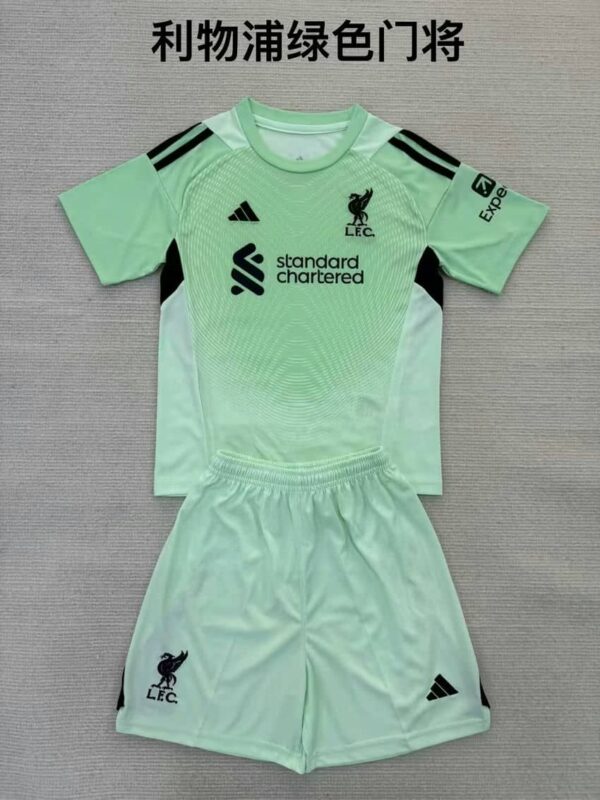 Liverpool 2025-26 Green Goalkeeper Kids Kit