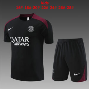 PSG 2024-25 Black Short Sleeve Kids Training Kit