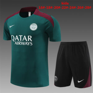 PSG 2024-25 Green Short Sleeve Kids Training Kit