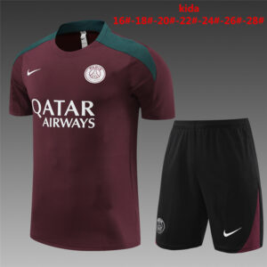 PSG 2024-25 Maroon Short Sleeve Kids Training Kit
