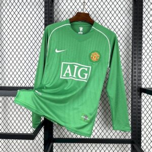 Manchester United 2007-08 Green Long Sleeves Retro Goalkeeper Jersey