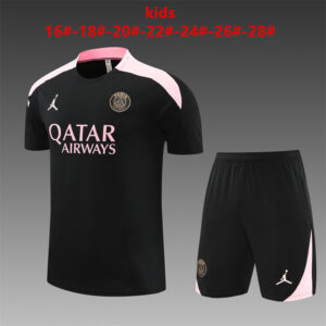 PSG Jordan 2024-25 Black Short Sleeve Kids Training Kit