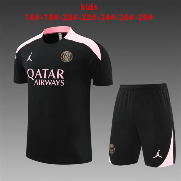 PSG Jordan 2024-25 Black Short Sleeve Kids Training Kit