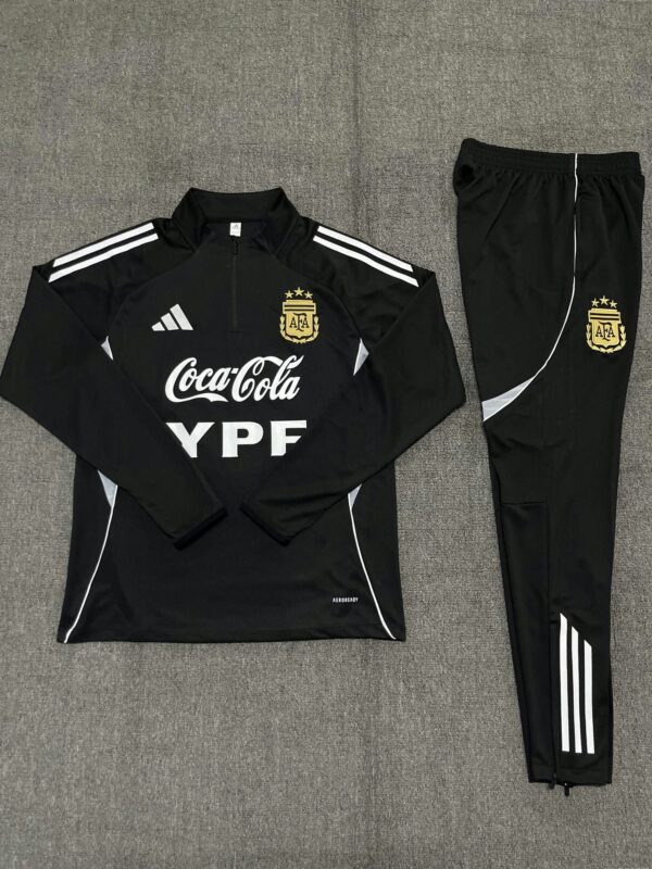 Argentina 2025-26 Black Half Zip Long Sleeve Kids Training Kit - Image 2