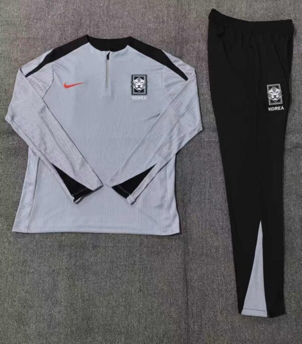 Korea 2024-25 Light Grey Half Zip Long Sleeve Kids Training Kit - Image 2