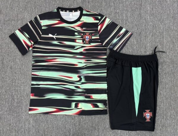 Portugal 2025-26 Green Black (Camo Edition) Short Sleeve Kids Training Kit - Image 2