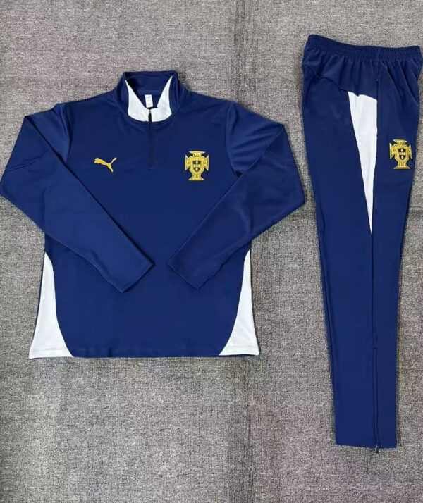 Portugal 2025-26 Royal Blue Half Zip Long Sleeve Kids Training Kit - Image 2