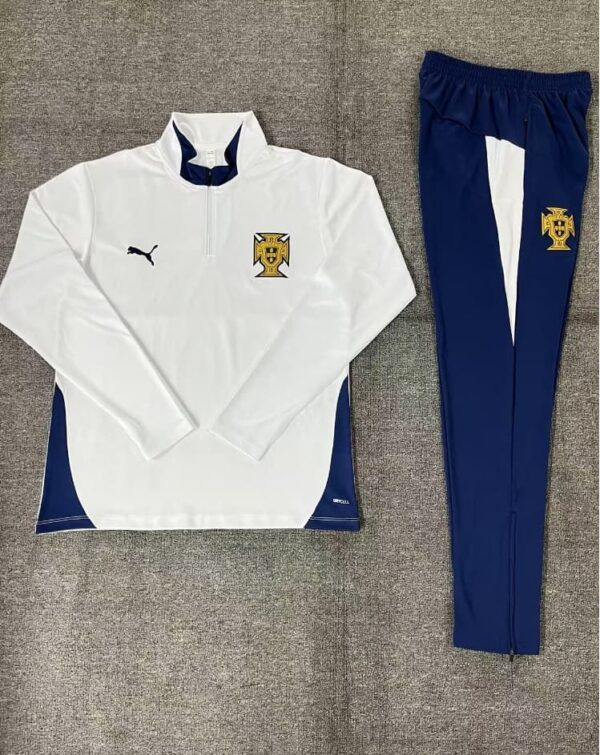 Portugal 2025-26 White Half Zip Long Sleeve Kids Training Kit - Image 2