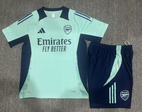 Arsenal 2024-25 Turquoise Blue Short Sleeve Kids Training Kit - Image 2