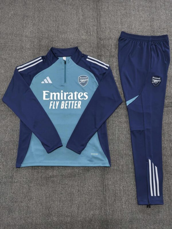 Arsenal 2025-26 Green Half Zip Long Sleeve Kids Training Kit - Image 2