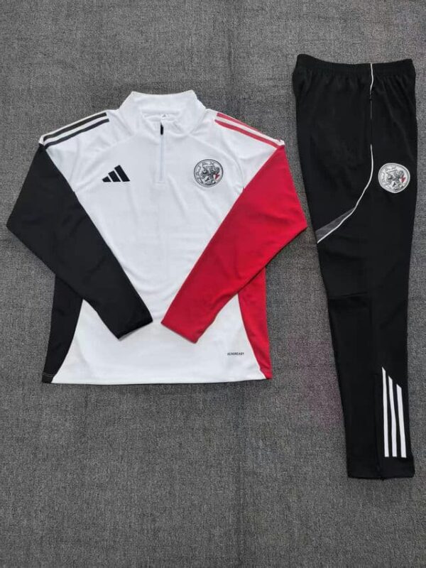 Ajax 2025-26 White Half Zip Long Sleeve Kids Training Kit - Image 2