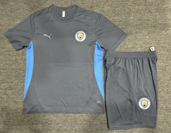 Manchester City 2024-25 Dark Grey Short Sleeve Kids Training Kit - Image 2