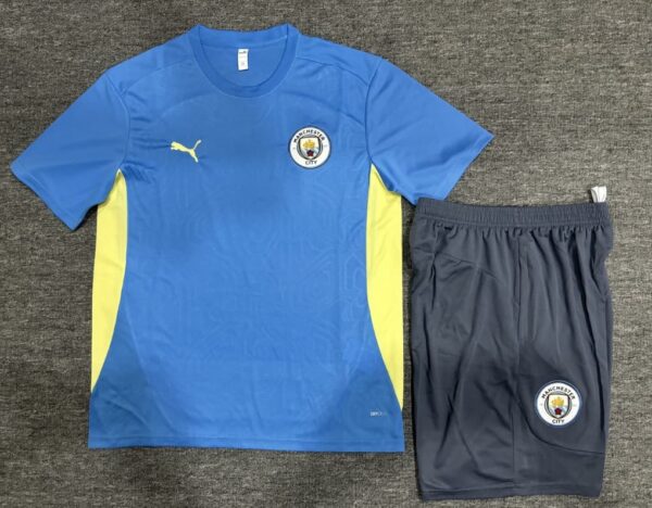 Manchester City 2024-25 Light Blue Short Sleeve Kids Training Kit - Image 2