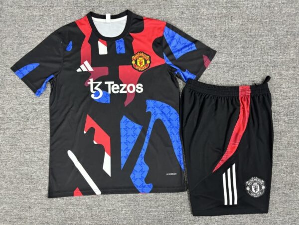 Manchester United 2024-25 Black (Camo Edition) Short Sleeve Kids Training Kit - Image 2