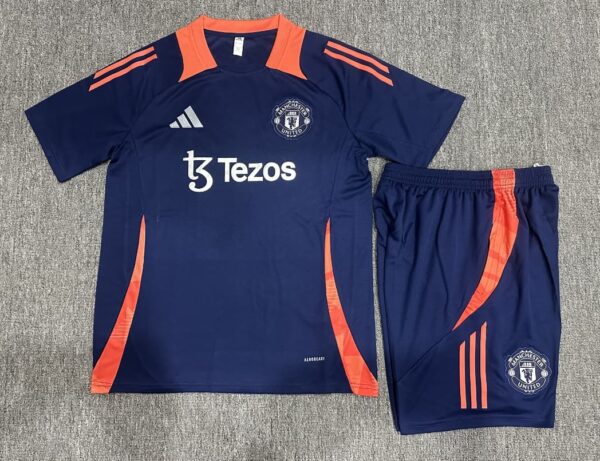 Manchester United 2024-25 Royal Blue Short Sleeve Kids Training Kit - Image 2
