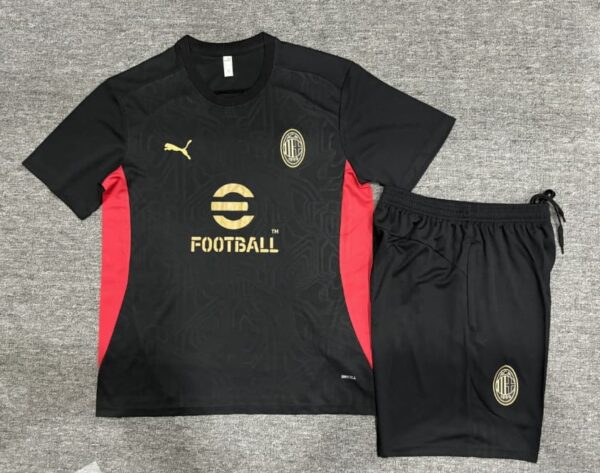 AC Milan 2024-25 Black Short Sleeve Kids Training Kit - Image 2