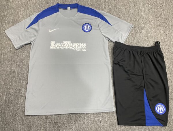 Inter Milan 2024-25 Grey Short Sleeve Kids Training Kit - Image 2