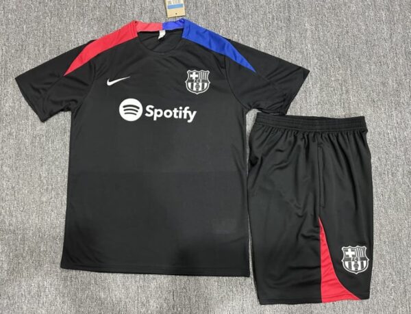 Barcelona 2024-25 Black Short Sleeve Kids Training Kit - Image 2