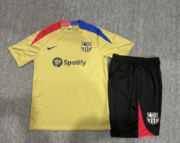 Barcelona 2024-25 Gold Short Sleeve Kids Training Kit - Image 2