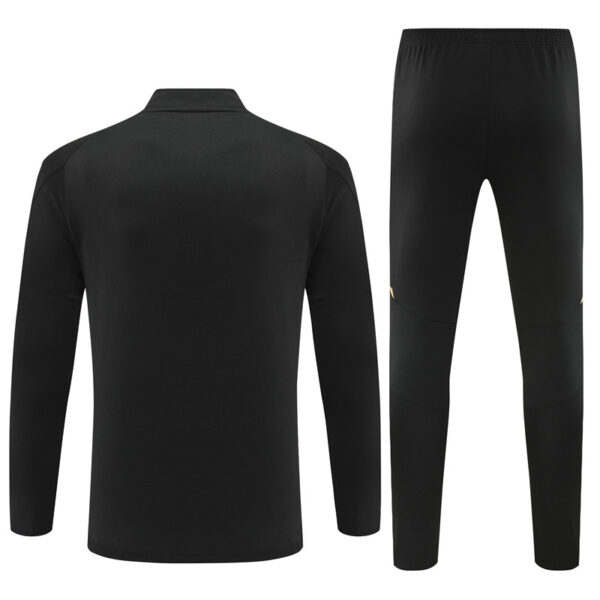 Real Madrid 2024-25 Black Gold Half Zip Long Sleeve Training Kit - Image 2