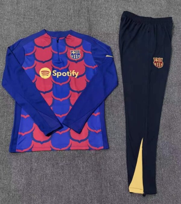 Barcelona 2024-25 Red Blue (Camo Edition) Half Zip Long Sleeve Kids Training Kit - Image 2