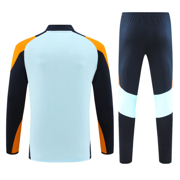 Real Madrid 2024-25 Light Blue Half Zip Long Sleeve Training Kit - Image 2