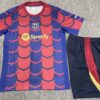 Barcelona 2024-25 Red Blue (Camo Edition) Short Sleeve Kids Training Kit - Image 2