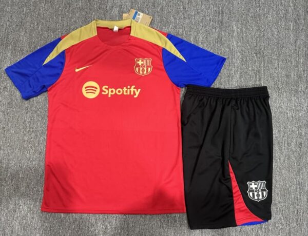 Barcelona 2024-25 Red Short Sleeve Kids Training Kit - Image 2