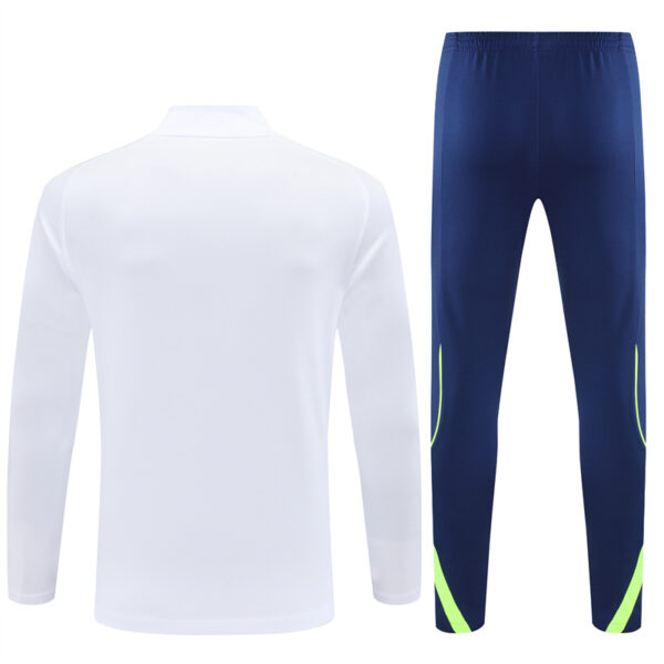 Real Madrid 2025-26 White Green Half Zip Long Sleeve Training Kit - Image 2
