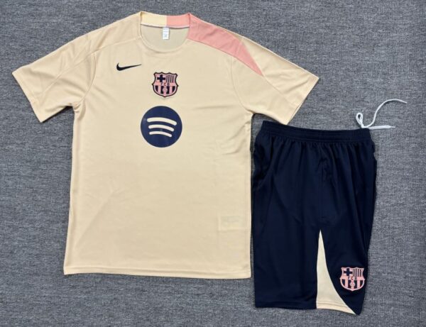 Barcelona 2025-26 Beige Short Sleeve Kids Training Kit - Image 2