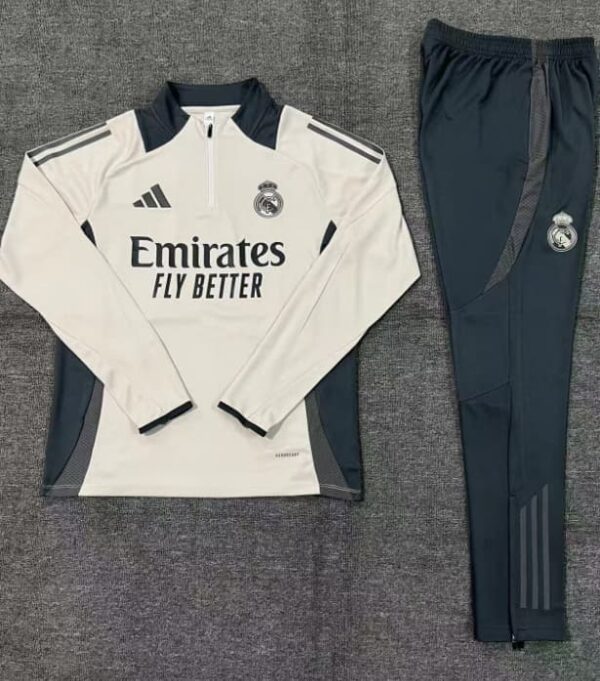 Real Madrid 2024-25 Apricot Half Zip Long Sleeve Kids Training Kit - Image 2